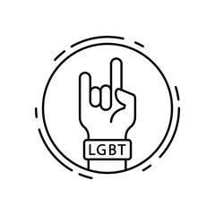 Rock, lgbt icon. Simple line, outline vector sexual minoritie icons in circle for ui and ux, website or mobile application