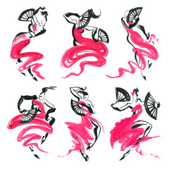 Flamenco. Beautiful Dancing Woman