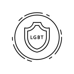 Shield, lgbt icon. Simple line, outline vector sexual minoritie icons in circle for ui and ux, website or mobile application