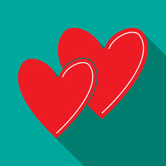 Two hearts icon. Valentines day. Modern illustration for web and mobile.