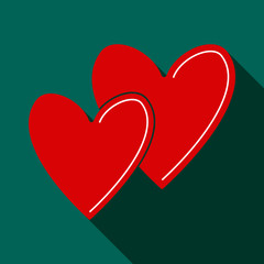 Two hearts icon. Valentines day. Modern vector illustration for web and mobile.
