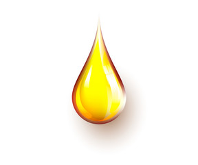 realistic yellow oil drop isolated on white background