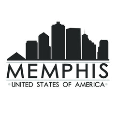 Naklejka premium Memphis Tennessee Skyline. Silhouette Design City Vector Art. Landmark Illustration Logo.