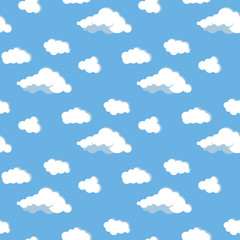 Clouds and sky vector flat design seamless pattern.