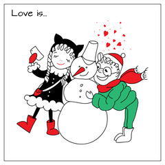 Happy Valentine's Day greeting card.  illustration.