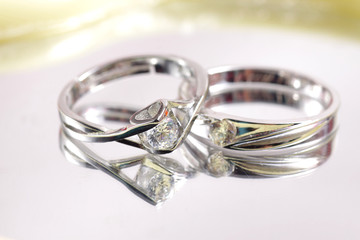 close up shot of pair engagement /  mariage rings isolated