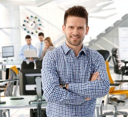 Obraz premium Happy business team leader at startup office