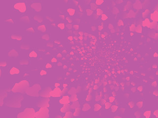 Valentines day spiral background with hearts