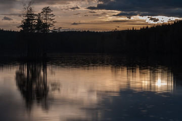 Fototapeta premium Beautiful sunset on the lake,natural background, long shutter speed