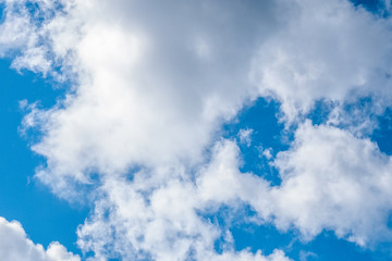 fluffy clouds and blue sky with windy in sunny day, background. selective focus