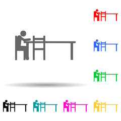 Sitting alone, business multi color style icon. Simple glyph, flat vector of people sitting icons for ui and ux, website or mobile application