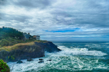 Heavy seas crash on rocks off Otter Crest