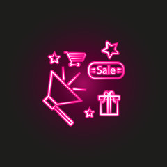 Shopping, sale neon style icon. Simple thin line, outline vector of shopping icons for ui and ux, website or mobile application