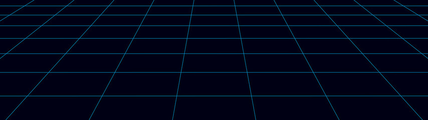 Vector perspective grid. Detailed lines on black background.