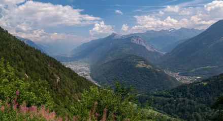 Naklejka na ściany i meble Scenic landscape of the Swiss Alps near Martigny, Switzerland