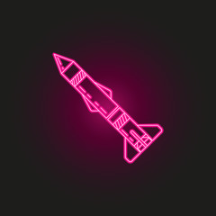 battle rocket neon style icon. Simple thin line, outline vector of army icons for ui and ux, website or mobile application