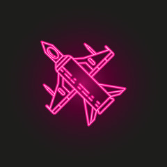 Fototapeta na wymiar fighter neon style icon. Simple thin line, outline vector of army icons for ui and ux, website or mobile application