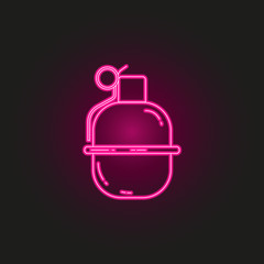 hand grenade neon style icon. Simple thin line, outline vector of army icons for ui and ux, website or mobile application