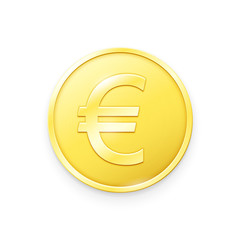 Gold coin with Euro sign