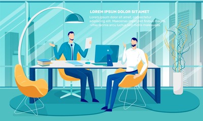 Two Businessmen in Office Negotiations or Meeting.