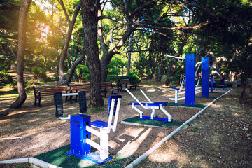 gym in the park,playing sports,blue trainer