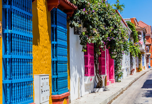 Colorful streets Getsemani Cartagena de los indias Bolivar Colo