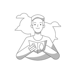 Illustration of Ramadan Kareem with Muslims reading the Holy Quran Premium Vector