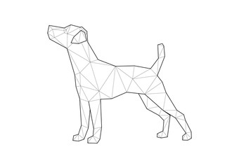 Low poly illustrations of dogs. Jack Russell standing on white background.