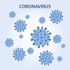 MERS-CoV (middle East respiratory syndrome coronavirus). Images of viruses 2019-nCoV are placed on a blue background. Concept design. Vector illustration in flat style