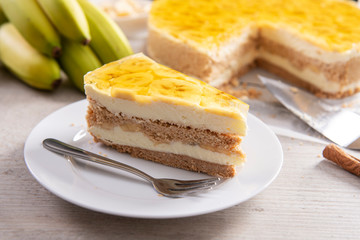 Tasty homemade banana cake with jelly