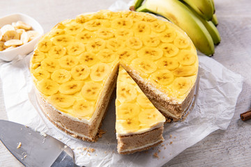 Tasty homemade banana cake with jelly