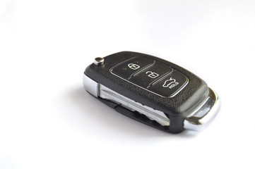Black color Remote car key isolated on a white background.