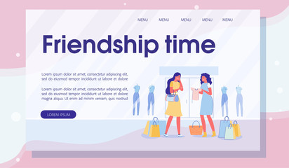 Friendship Time Trendy Flat Design Landing Page