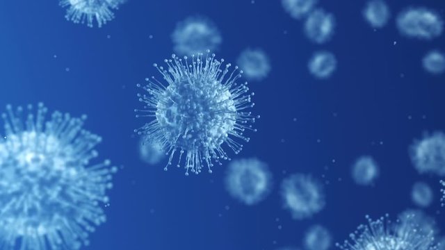 Group of virus cells. 3D animation of Coronavirus cells. 4K seamless loop