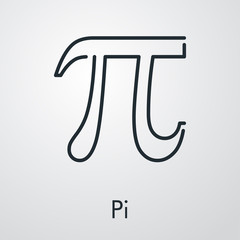 Símbolo matemático pi. Icono plano lineal en fondo gris