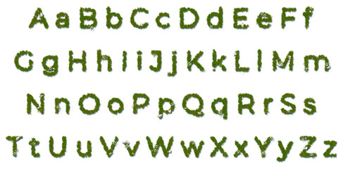 Rendered alphabet made of grass
