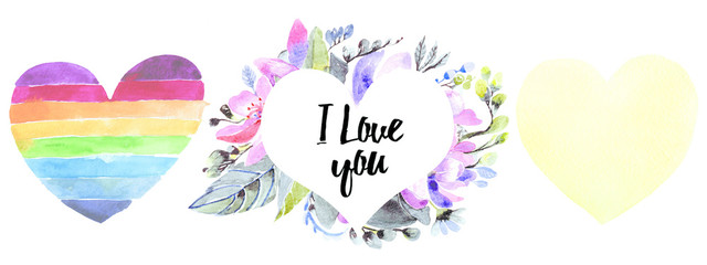 Greeting cards with heart shape illustration on a white background.