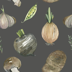 Seamless pattern with colored vegetables. illustration for your design