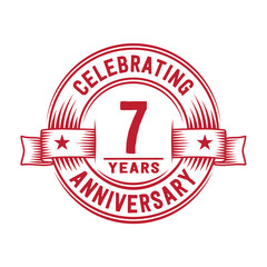 7 years logo design template. 7th anniversary vector and illustration.