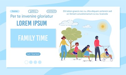 Family Time Flat Landing Page Vector Template