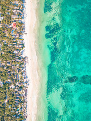 Amazing aerial view of Tulum Beach, in the Caribbean Ocean, near Cancun, Mexico