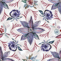 Floral seamless pattern.Watercolor flowers,leaves - 318389309