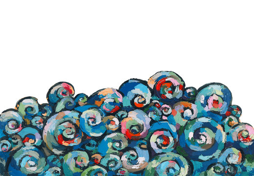 abstract background with colorful waves isolated on white background. Impressionism. 