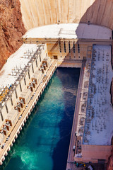 Bottom part constructions of Hoover Dam in the Black Canyon of the Colorado river on Nevada Arizona...