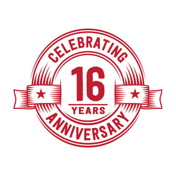 16 years logo design template. 16th anniversary vector and illustration.