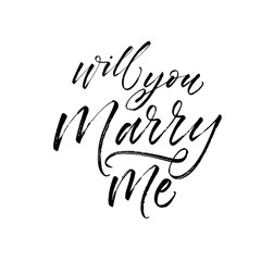 Obraz premium Will you marry me card. Modern vector brush calligraphy. Ink illustration with hand-drawn lettering. 