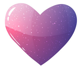 Vector illustration. Valentines Day. Purple heart on white background.