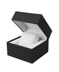 Open black gift box isolated on white
