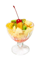 Fruit salad on white background
