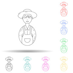 avatar farmer multi color style icon. Simple thin line, outline vector of avatars icons for ui and ux, website or mobile application